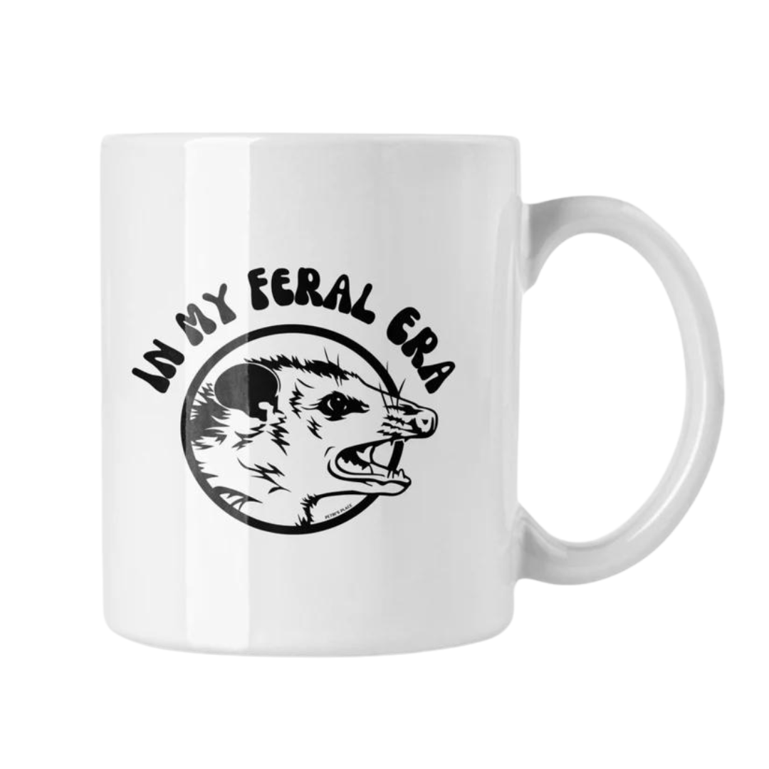 In My Feral Era Opossum White Glossy Mug